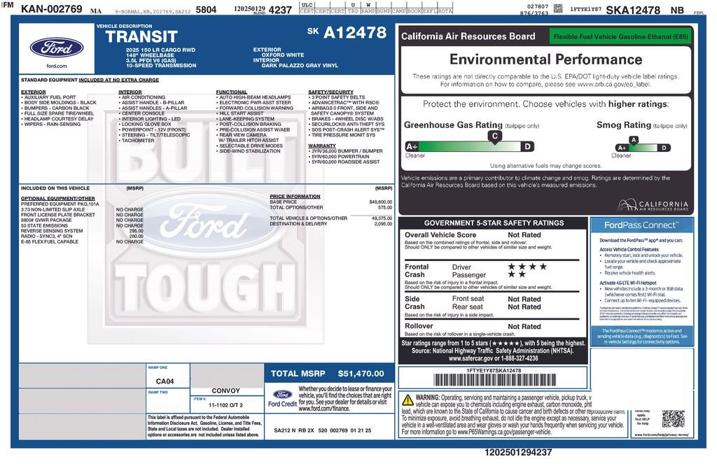 New 2025 Ford Transit 150 Low Roof