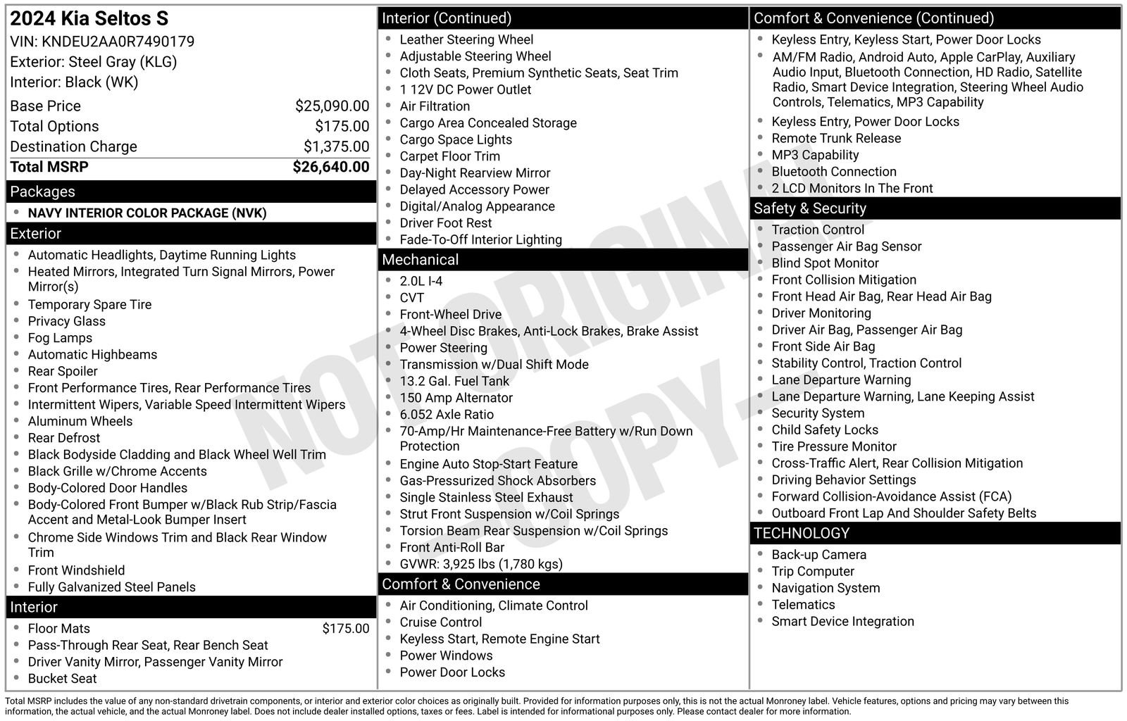 Certified 2024 Kia Seltos S FWD image 18