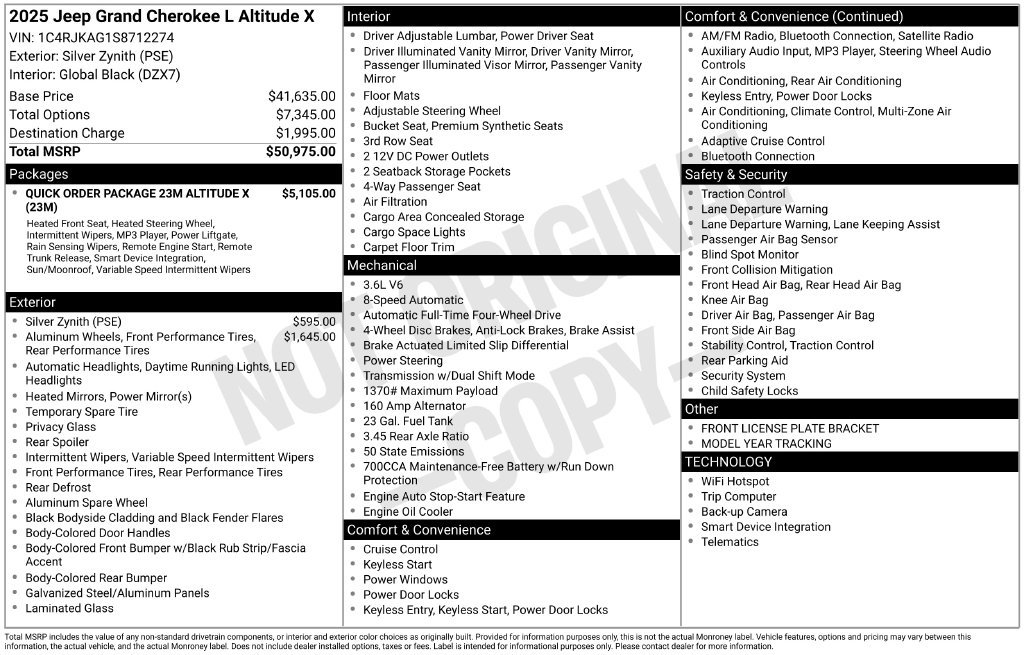 New 2025 Jeep Grand Cherokee L Altitude AWD/4WD image 24