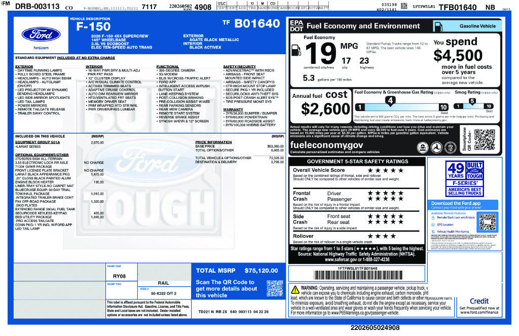 New 2026 Ford F150 Lariat w/ Equipment Group 501A Mid AWD/4WD image 32