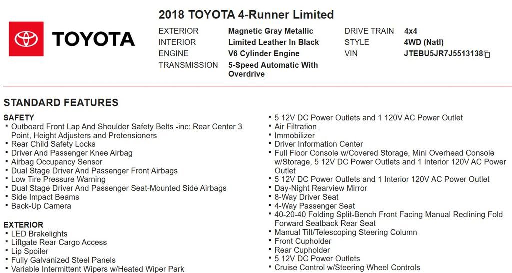 Used 2018 Toyota 4Runner Limited image 18