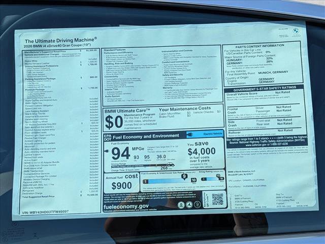 New 2026 BMW i4 xDrive40i w/ Premium Package AWD/4WD image 18
