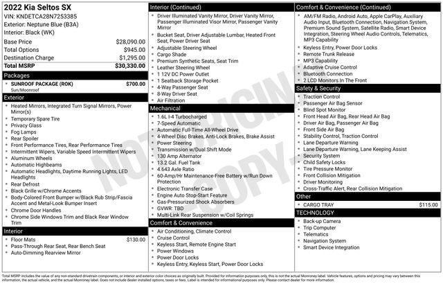 Used 2022 Kia Seltos SX w/ Sunroof Package AWD/4WD image 27