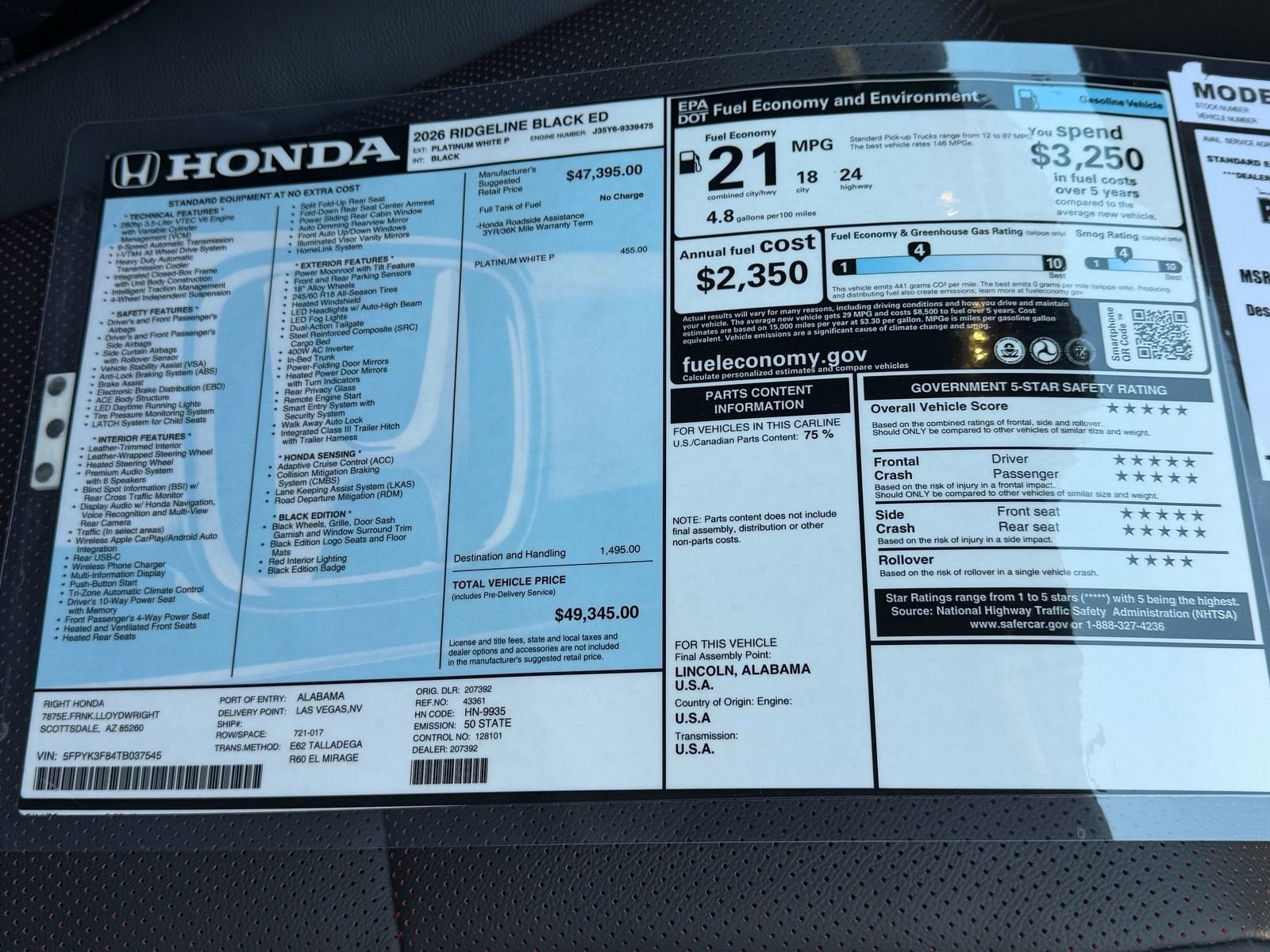New 2026 Honda Ridgeline Black Edition image 29
