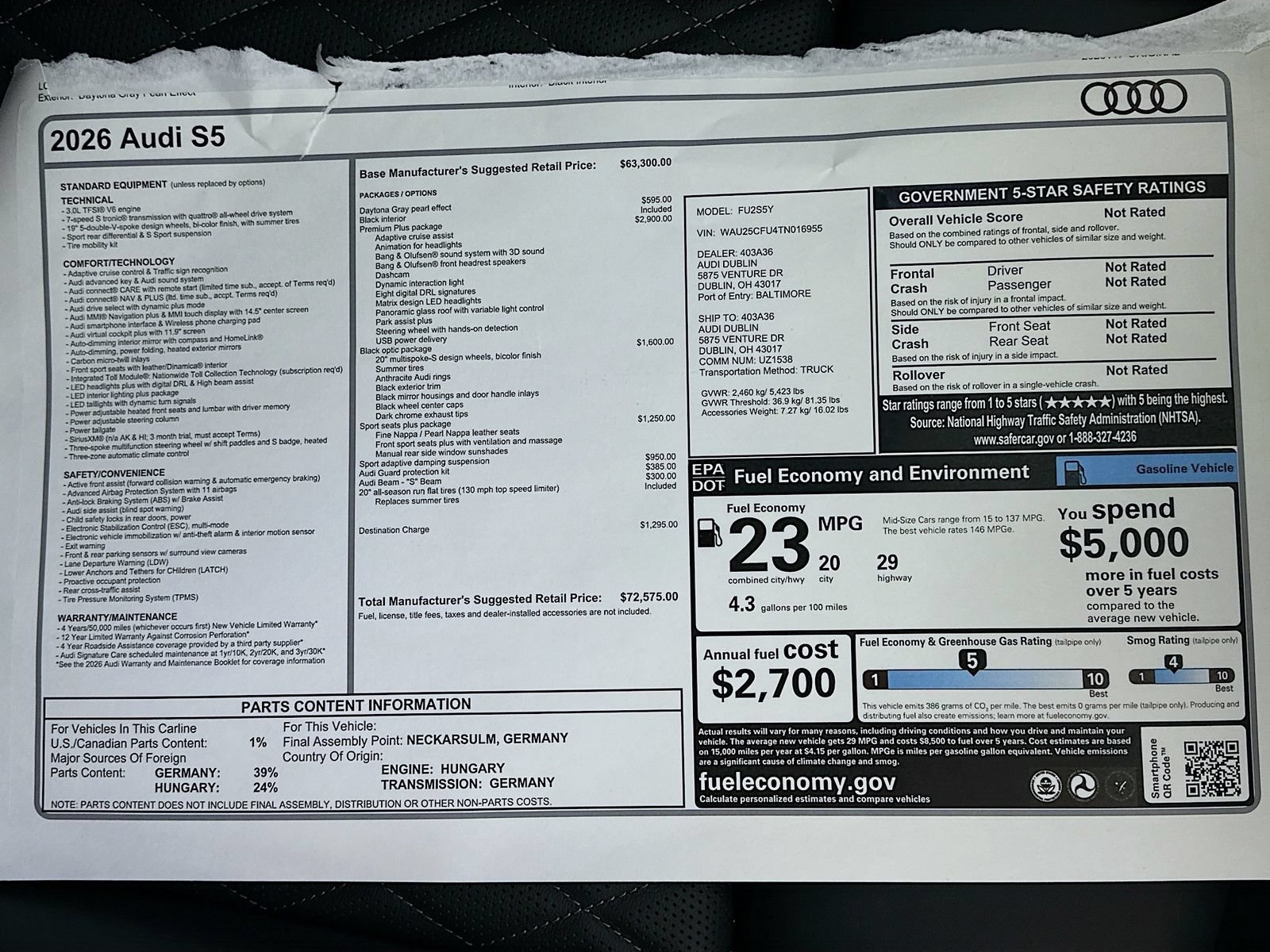 New 2026 Audi S5 Premium Plus AWD/4WD image 48