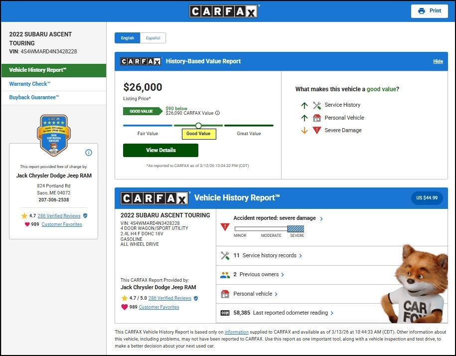 Used 2022 Subaru Ascent Touring image 10