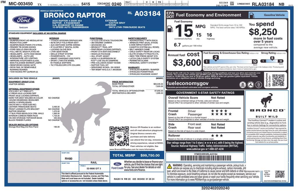 Used 2024 Ford Bronco Raptor w/ Interior Carbon Fiber Pack 6 image 11