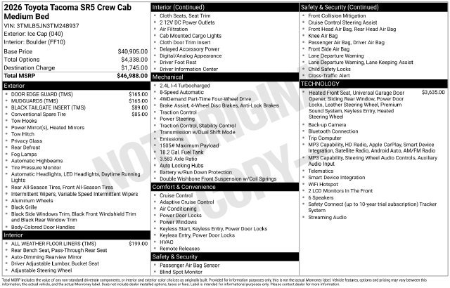 New 2026 Toyota Tacoma SR5 AWD/4WD image 31