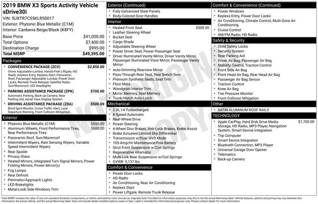 Used 2019 BMW X3 sDrive30i w/ Convenience Package image 6
