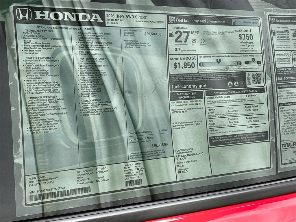 New 2026 Honda HR-V Sport image 32