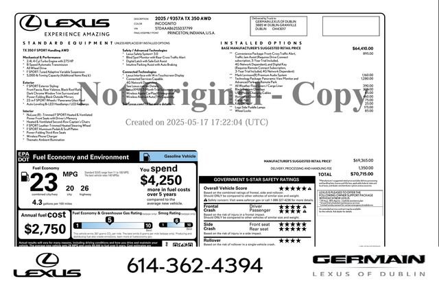 Used 2025 Lexus TX 350 AWD w/ Technology Package image 1