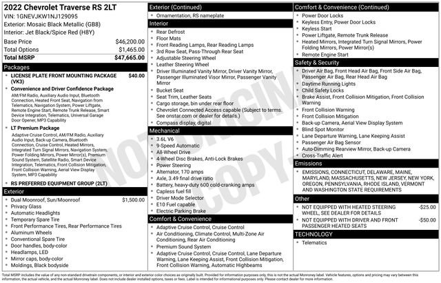 Used 2022 Chevrolet Traverse RS image 43