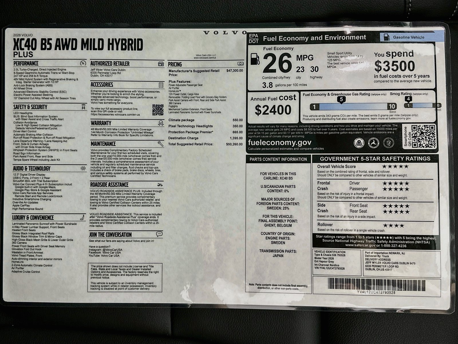 New 2026 Volvo XC40 B5 Plus w/ Protection Package Premier AWD/4WD image 46