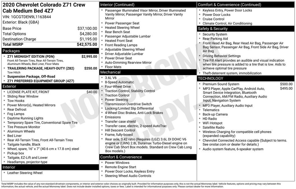 Used 2020 Chevrolet Colorado Z71 w/ Z71 Midnight Edition AWD/4WD image 11