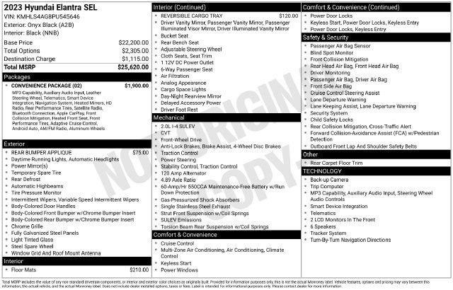Used 2023 Hyundai Elantra SEL w/ Convenience Package FWD image 40