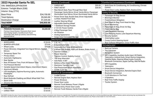 Used 2023 Hyundai Santa Fe SEL w/ Premium Package AWD/4WD image 5