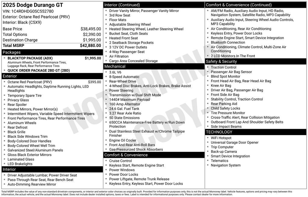 Used 2025 Dodge Durango GT w/ Blacktop Package RWD image 30