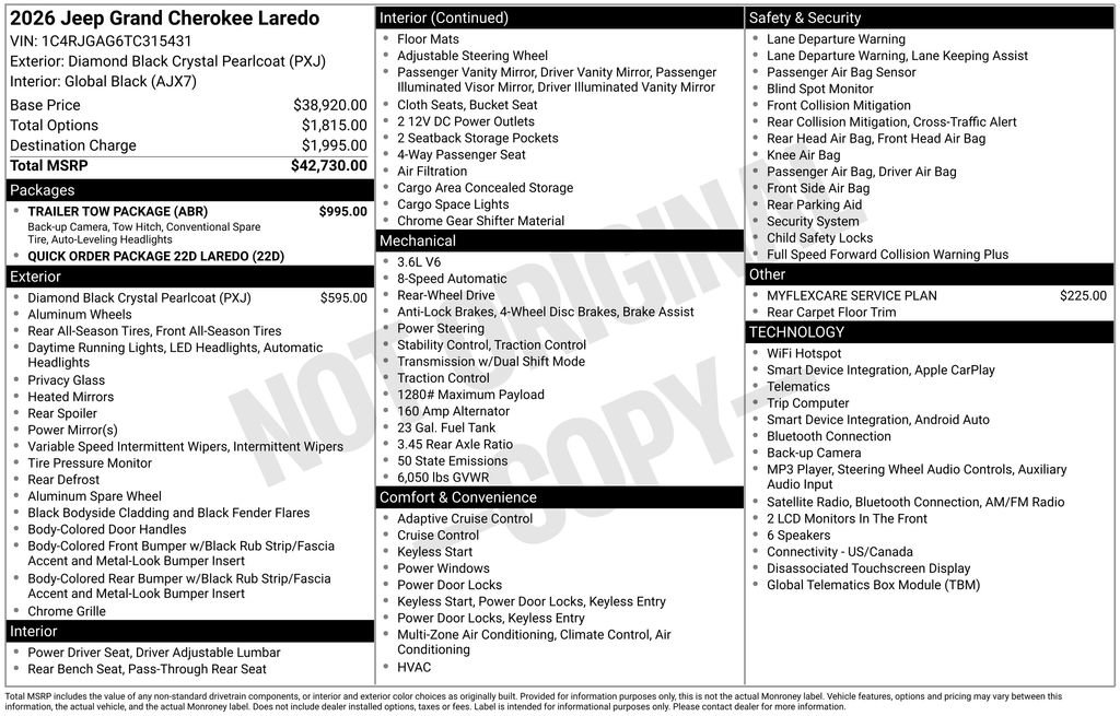 New 2026 Jeep Grand Cherokee Laredo w/ Trailer Tow Package RWD image 36