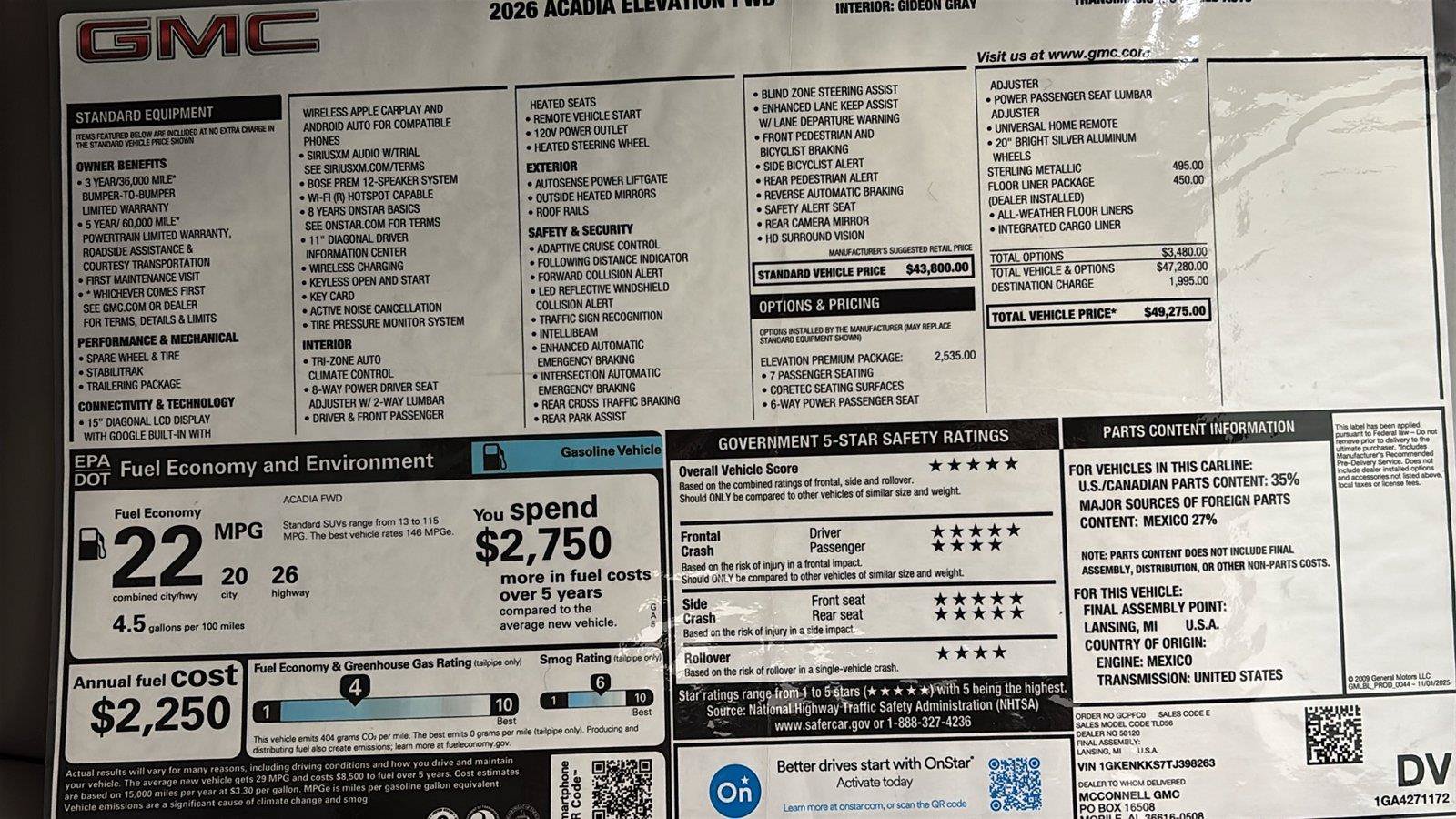 New 2026 GMC Acadia Elevation w/ Elevation Premium Package FWD image 22
