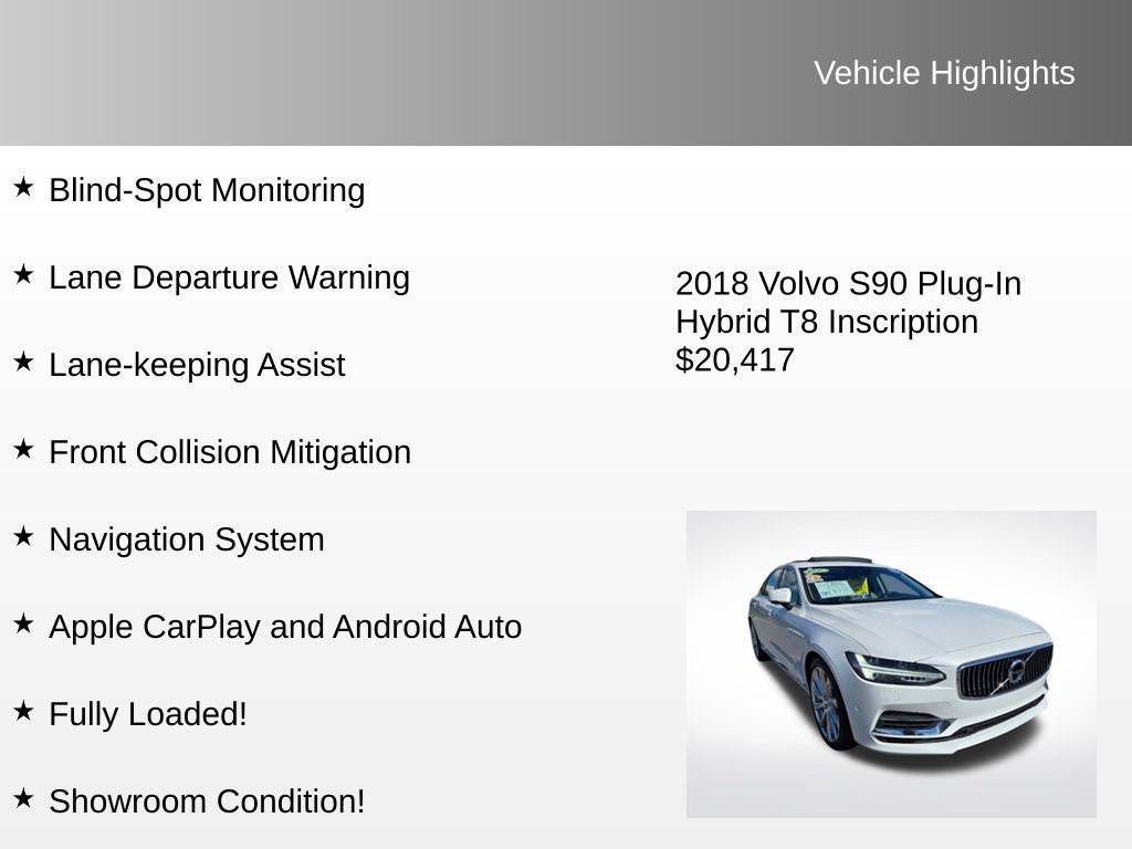 Used 2018 Volvo S90 T8 Inscription w/ Convenience Package image 8