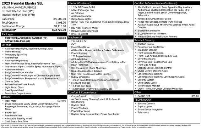 Used 2023 Hyundai Elantra SEL w/ Preferred Accessory Package image 15