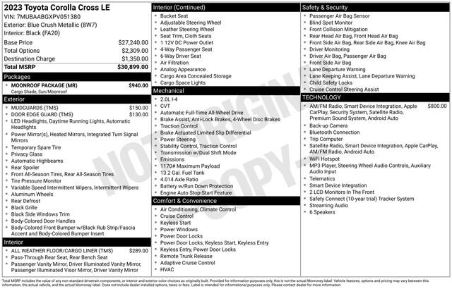 Certified 2023 Toyota Corolla Cross LE w/ Moonroof Package AWD/4WD image 34