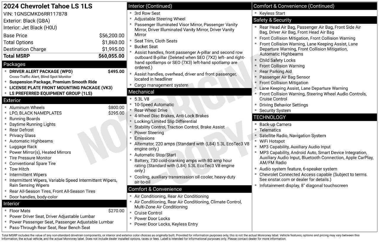 Certified 2024 Chevrolet Tahoe LS w/ Driver Alert Package RWD image 30