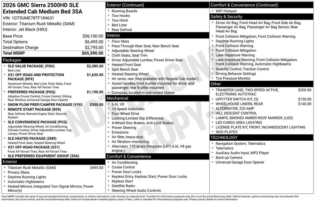 New 2026 GMC Sierra 2500 SLE w/ SLE Value Package; image 4