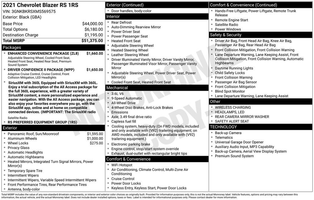 Used 2021 Chevrolet Blazer RS w/ Enhanced Convenience Package AWD/4WD image 33
