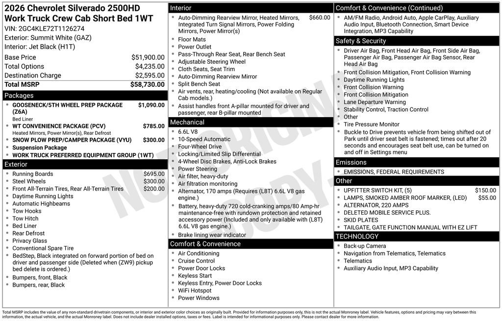 New 2026 Chevrolet Silverado 2500 W/T image 10