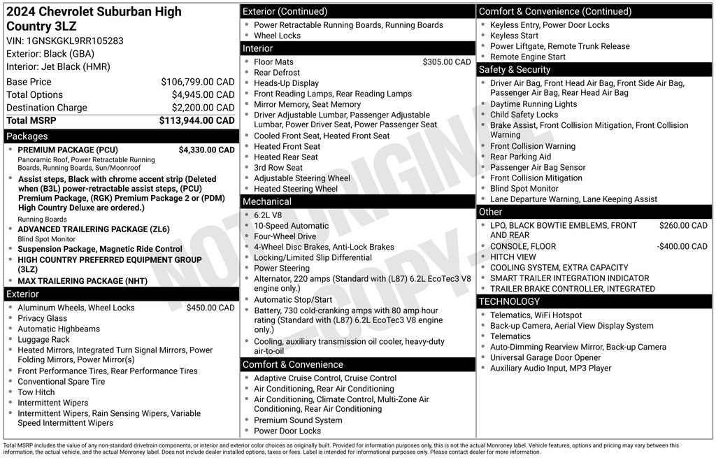 Used 2024 Chevrolet Suburban High Country w/ Premium Package AWD/4WD image 3