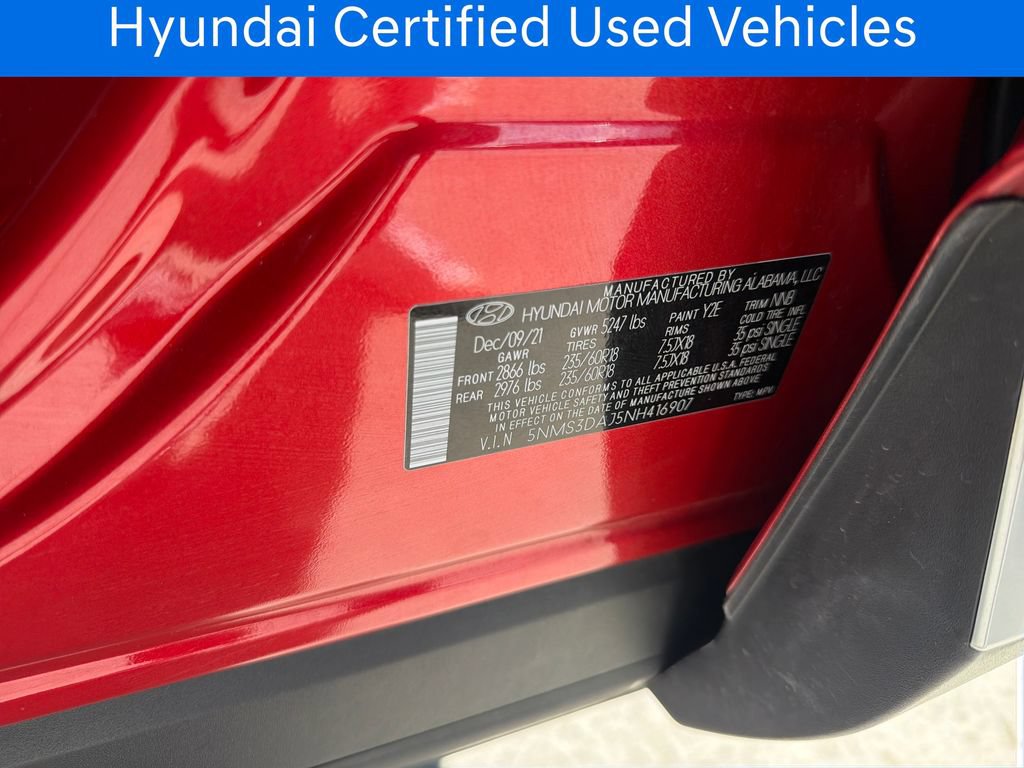 Certified 2022 Hyundai Santa Fe SEL w/ Convenience + Premium Package AWD/4WD image 37