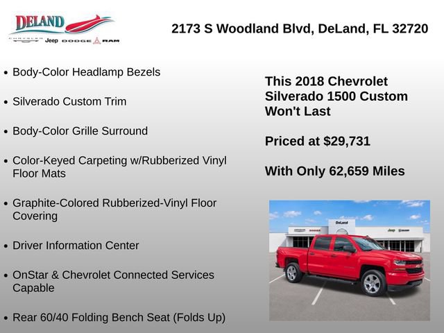 Used 2018 Chevrolet Silverado 1500 Custom w/ Custom Value Package AWD/4WD image 44