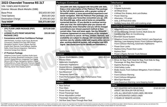 Used 2023 Chevrolet Traverse RS w/ LPO, Floor Liner Package image 18