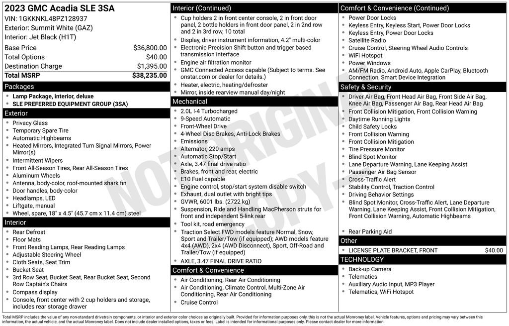 Used 2023 GMC Acadia SLE image 2