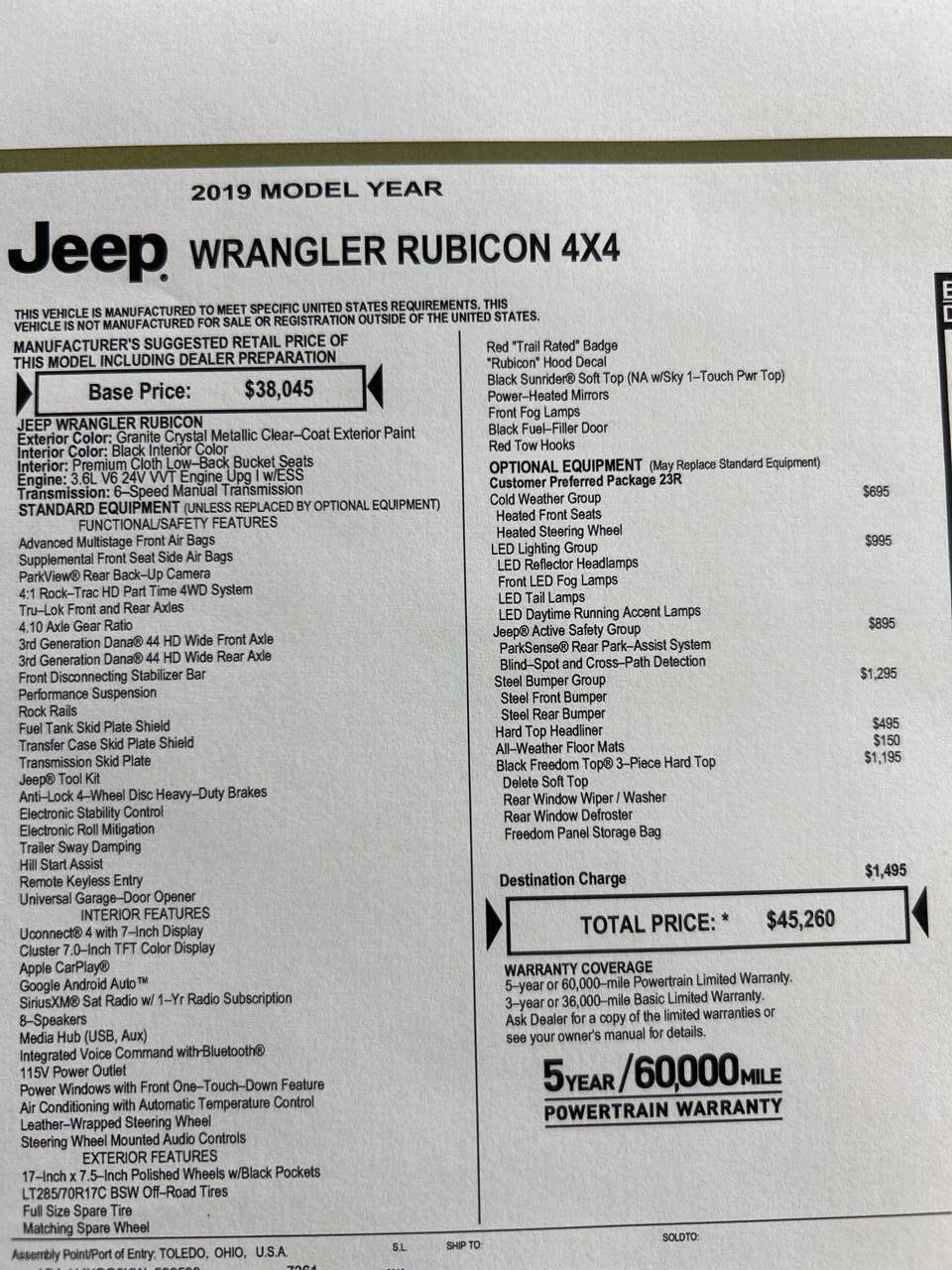 Used 2019 Jeep Wrangler Rubicon w/ Steel Bumper Group AWD/4WD image 3