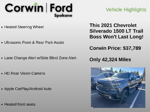Used 2021 Chevrolet Silverado 1500 LT Trail Boss w/ Convenience Package II AWD/4WD image 16
