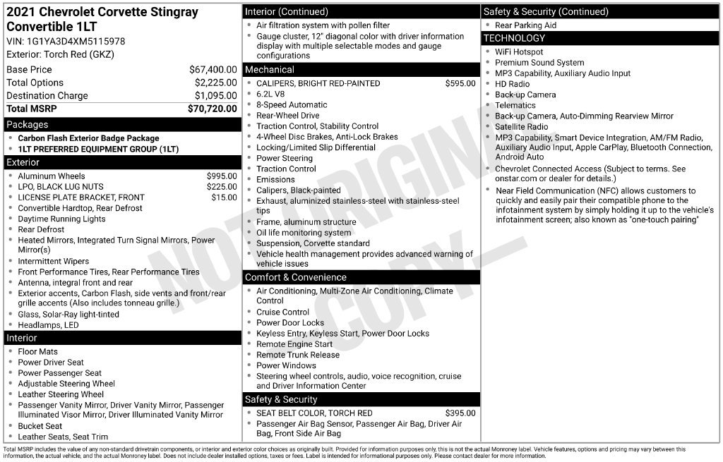Used 2021 Chevrolet Corvette Stingray Convertible w/ 1LT RWD image 34