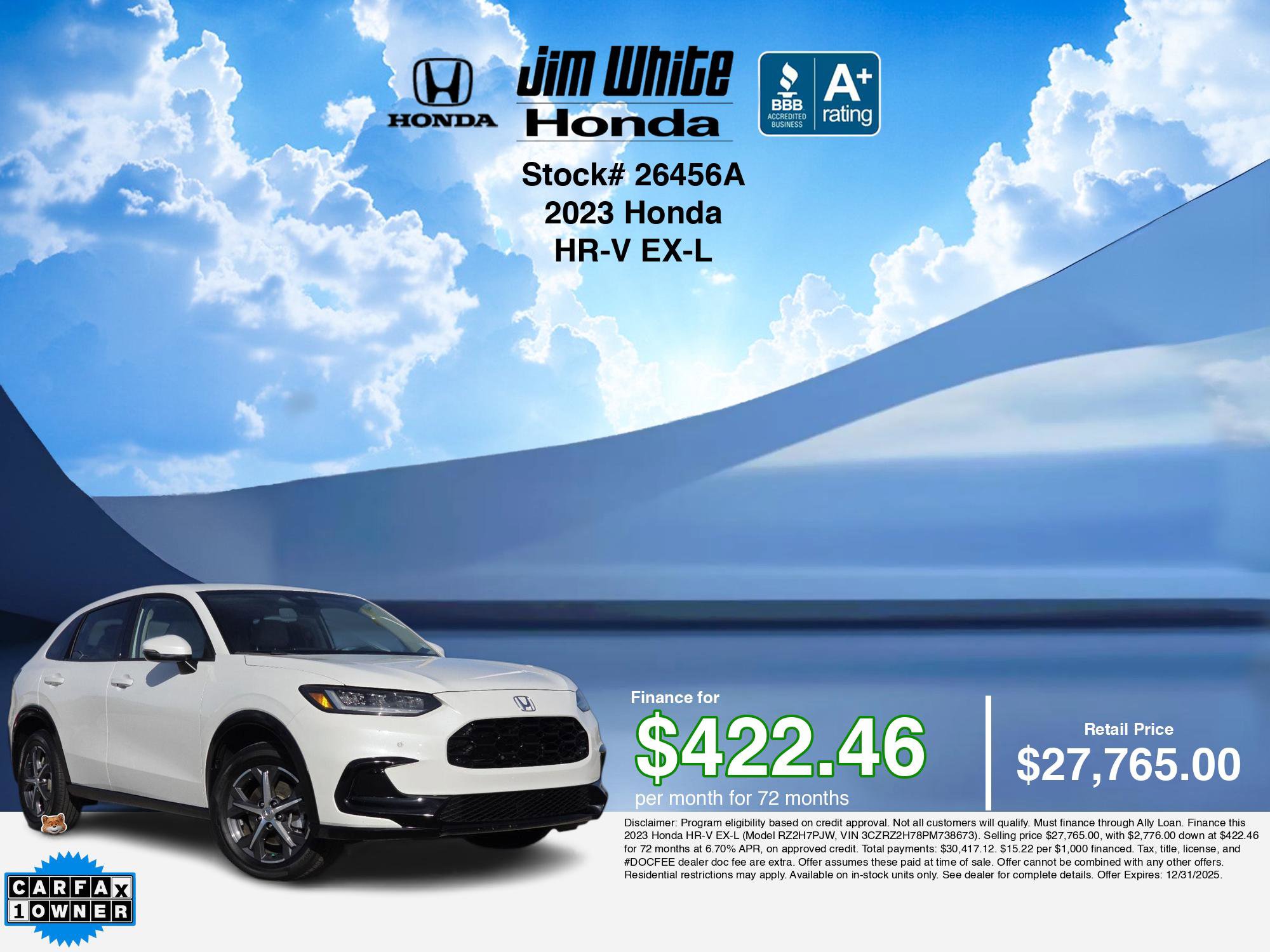 Certified 2023 Honda HR-V EX-L image 3