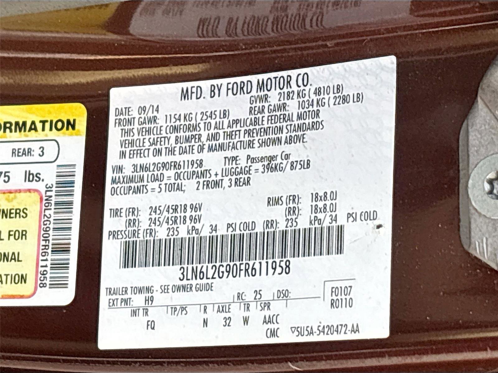 Used 2015 Lincoln MKZ w/ Equipment Group 101A Select image 36