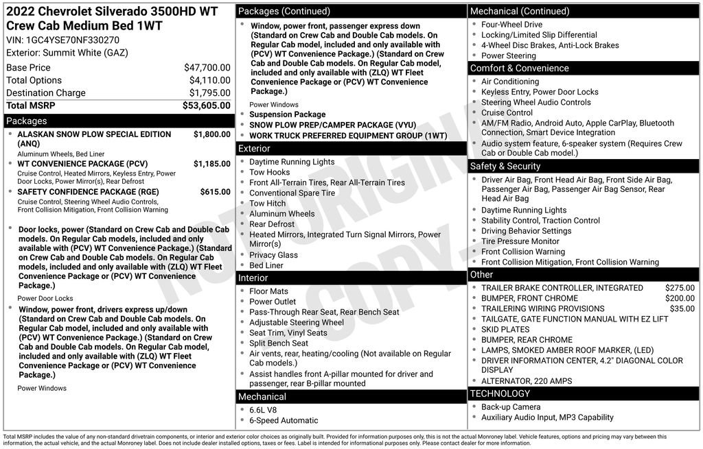 Used 2022 Chevrolet Silverado 3500 W/T AWD/4WD image 57