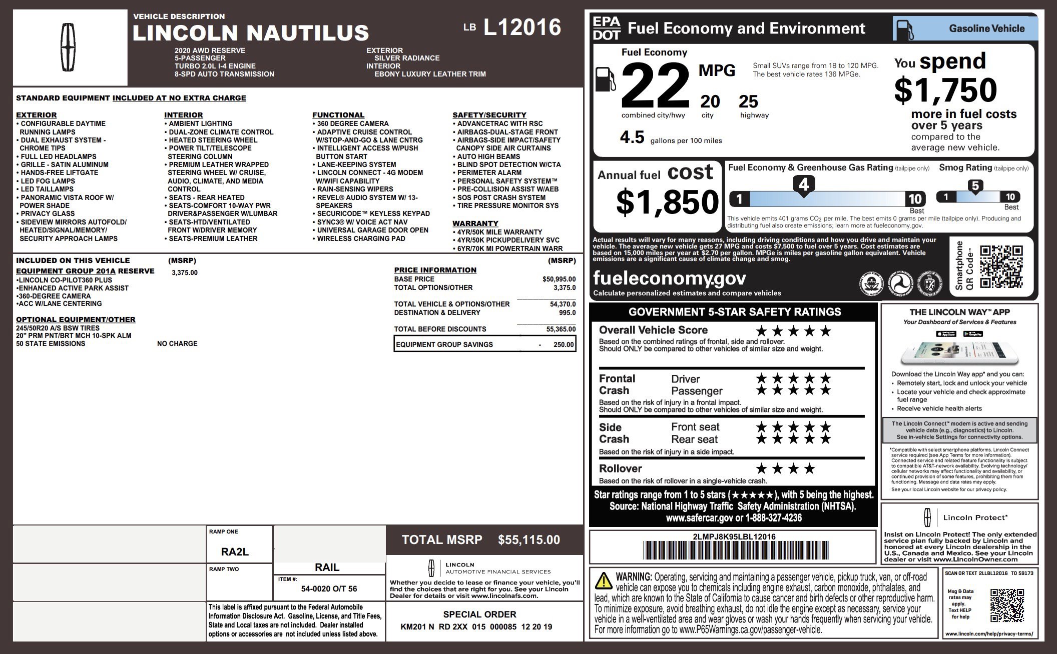Used 2020 Lincoln Nautilus Reserve w/ Equipment Group 201A image 4