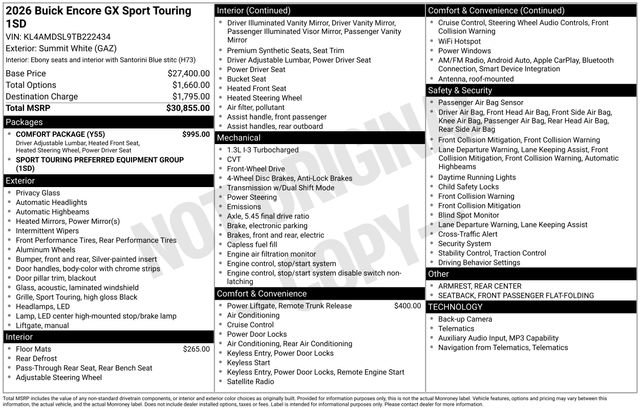New 2026 Buick Encore GX Sport Touring w/ Comfort Package FWD image 3