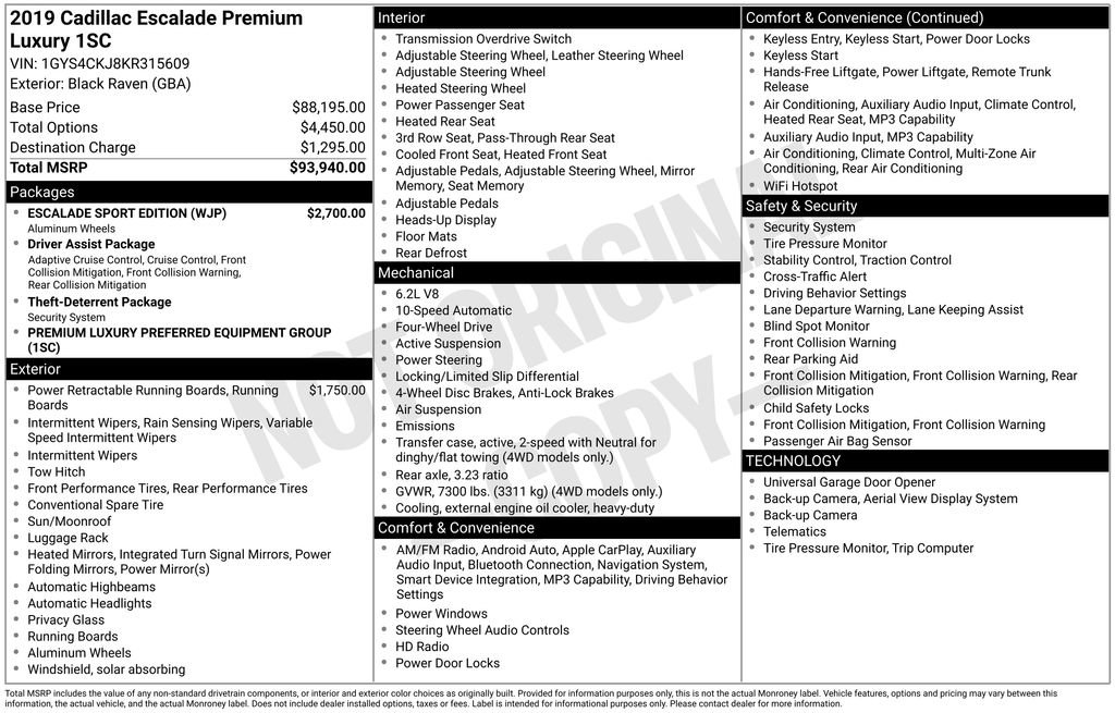 Used 2019 Cadillac Escalade Premium Luxury w/ Escalade Sport Edition image 27