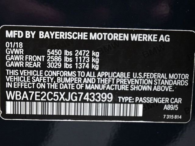 Used 2018 BMW 740i w/ Executive Package RWD image 8