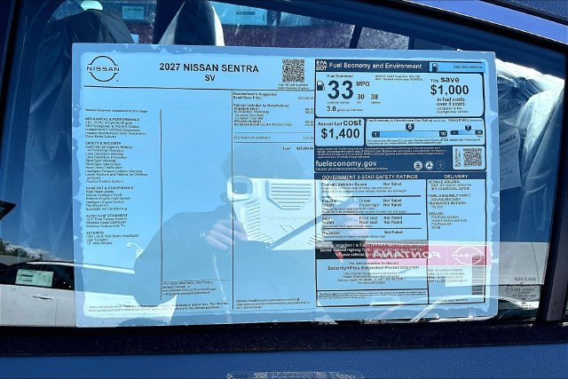 New 2027 Nissan Sentra SV w/ Floor Mat Package FWD image 12