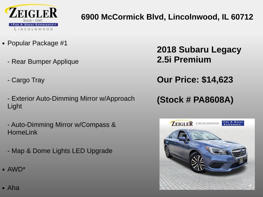 Used 2018 Subaru Legacy 2.5i Premium w/ Popular Package #1 AWD/4WD image 6
