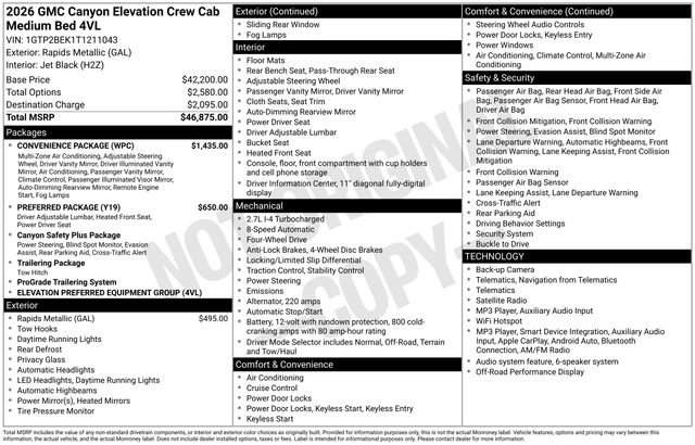 New 2026 GMC Canyon Elevation w/ Convenience Package AWD/4WD image 27