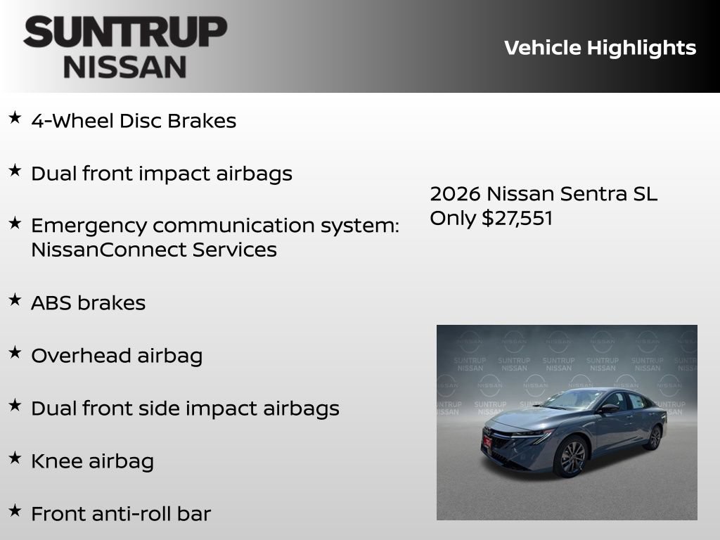New 2026 Nissan Sentra SL w/ Floor Mat Package FWD image 16