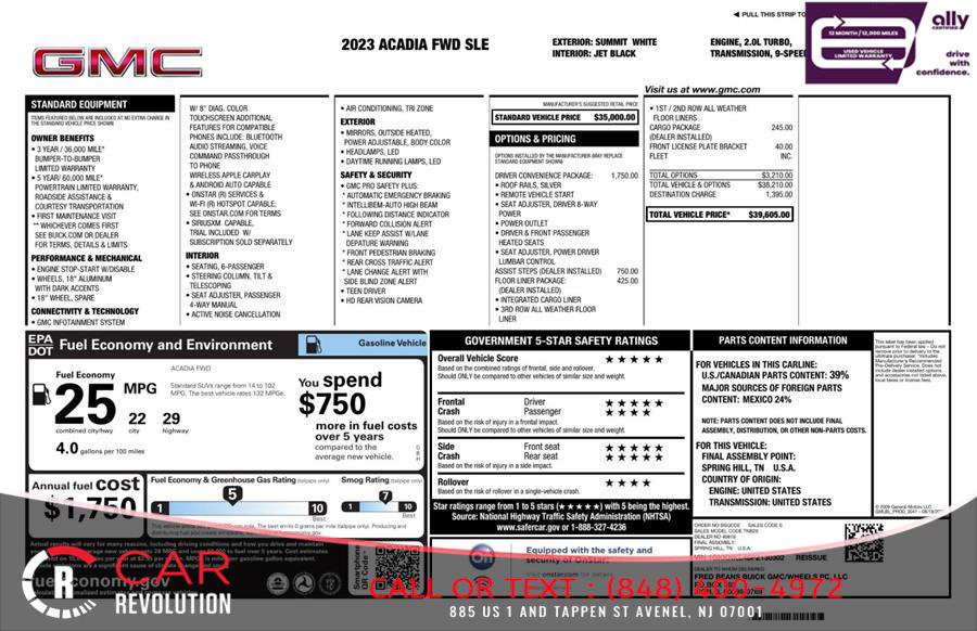 Used 2023 GMC Acadia SLE w/ Driver Convenience Package FWD image 9